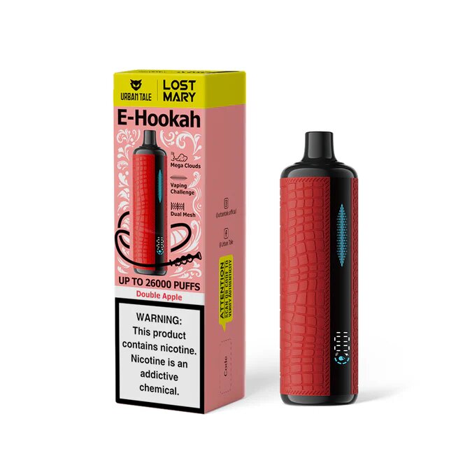 Lost Mary x Urban Tale E-Hookah featuring 20mL e-liquid capacity and real-time e-liquid indicator.