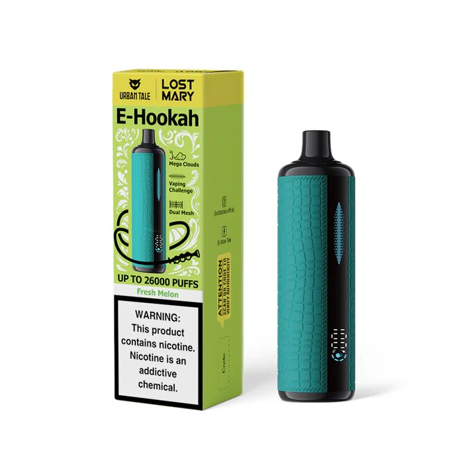 Premium hookah-inspired flavors of the Lost Mary x Urban Tale E-Hookah, including Mint Freeze and Saudi Champagne.