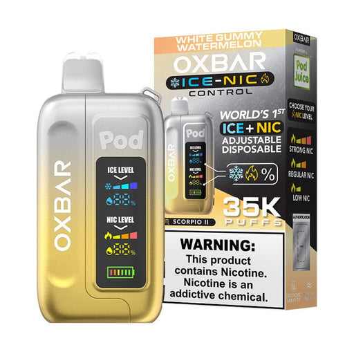 Pod Juice X OXBAR Ice-Nic Control 35K Disposable Vape, available now at VapeNear Online Vape Shop.