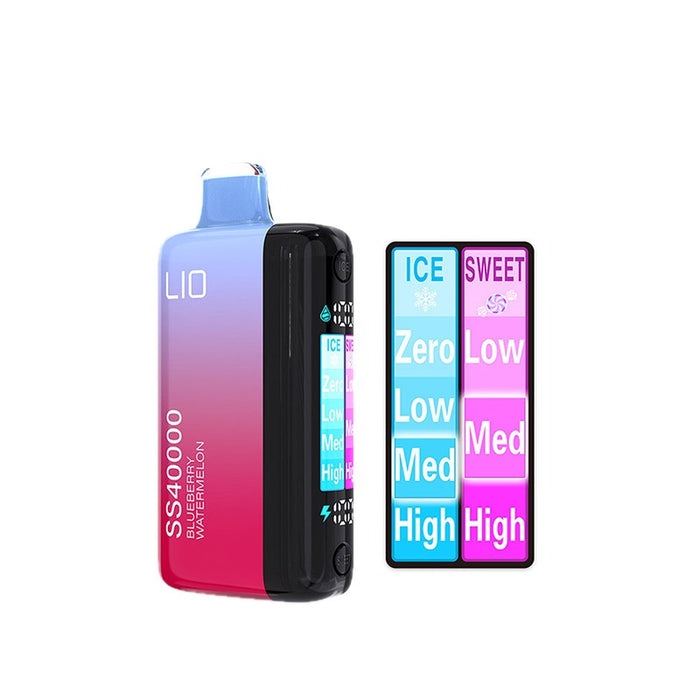 iJOY Lio SS40000 vape featuring 0.4ohm dual mesh and 1.4ohm mesh coils.