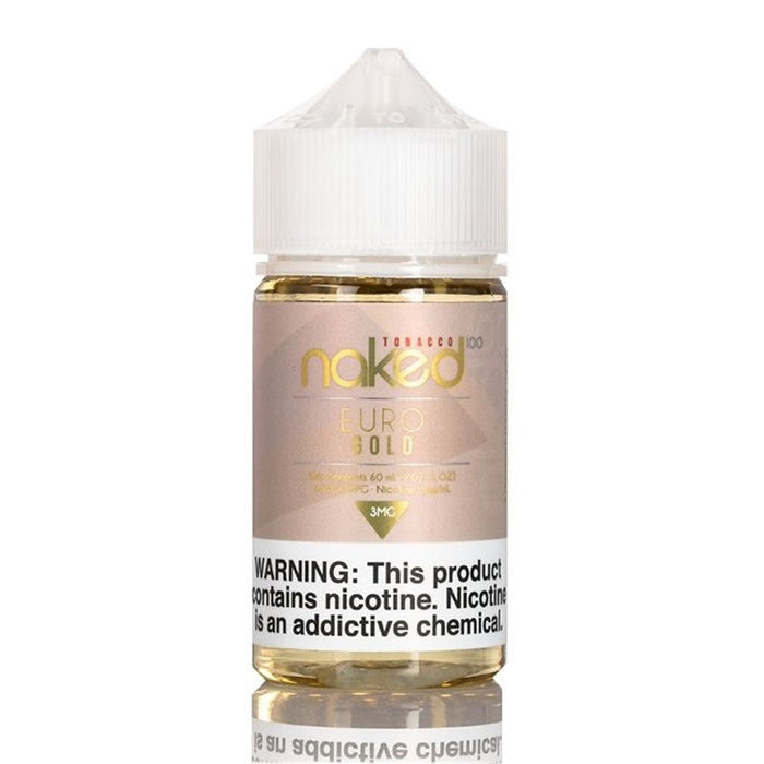 Naked 100 Euro Gold E-Juice in a 60mL Chubby Unicorn bottle, providing a premium vaping experience with rich flavor and smooth vapor production.