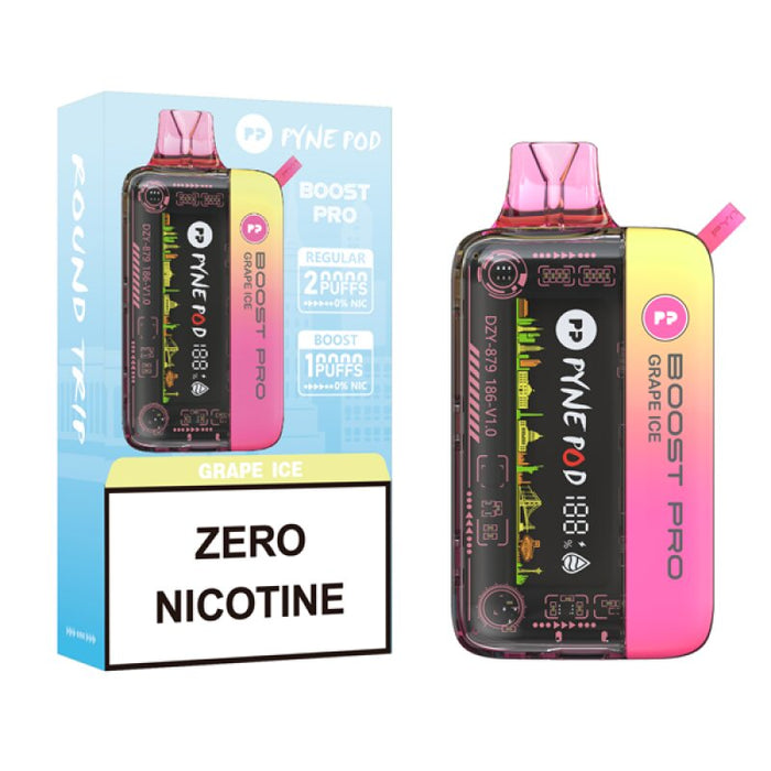 Pyne Pod Boost Pro Zero Nicotine with LED Display – Check your e-juice and battery levels with the LED screen on the Pyne Pod Boost Pro 20K.