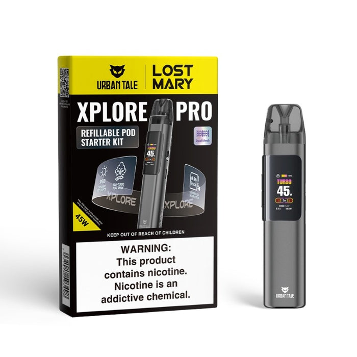 Lost Mary Xplore Pro Pod System – Designed for convenience with a one-handed top-filling system and 0.6ohm/0.8ohm pod options. Discover the best pod kits at VapeNear.