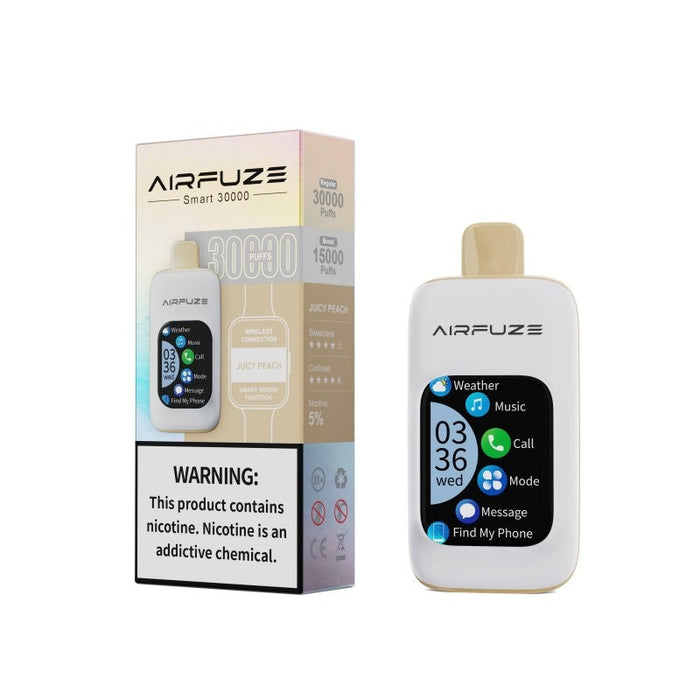 Rechargeable Airfuze 30K Vape offering 30,000 puffs and advanced smart touch screen technology.