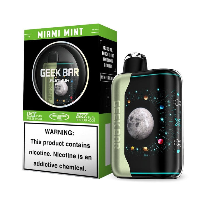 Enjoy the convenience of USB Type-C charging and draw-activated vaping with the Geek Bar Pulse X 25K Platinum Edition at MistVapor.