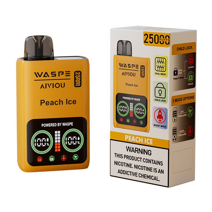 Eco and Boost modes illustrated on the WASPE 25000 vape device.