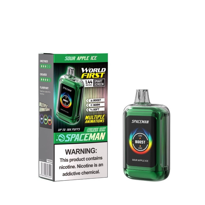 Spaceman Curve 18K Disposable Vape – A high-capacity disposable vape with 18,000 puffs, 18mL e-juice, and a 600mAh rechargeable battery. Shop now at VapeNear.