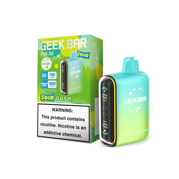 Geek Bar Pulse 15000 Sour Edition in Sour Strawberry and other refreshing fruity flavors for intense flavor satisfaction.