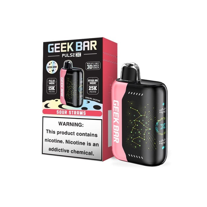 Geek Bar Pulse X 25K Disposable Vape with 25,000 puffs and 18mL e-juice, perfect for long-lasting salt nicotine vaping.