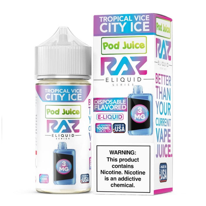 Pod Juice's Jolly Blue Razz Ice, a refreshing vape juice with a fruity twist.